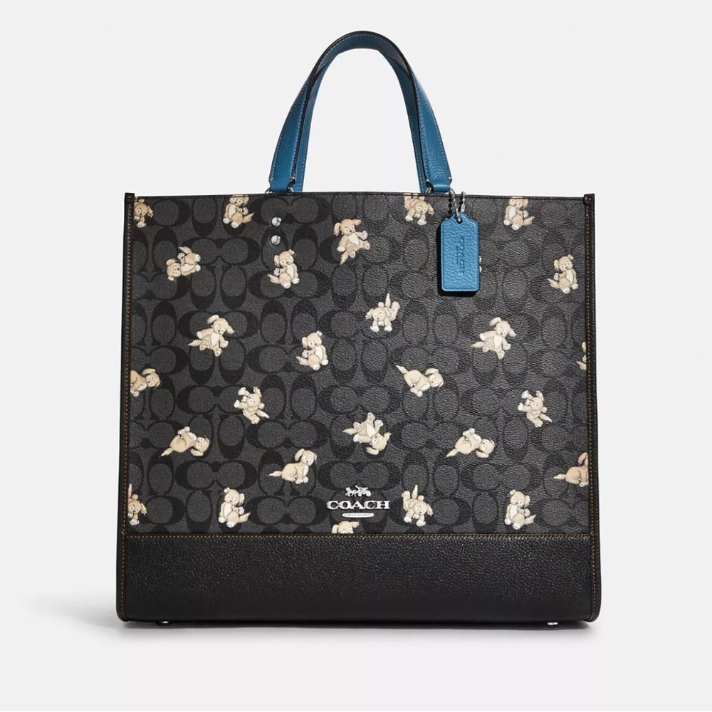 Coach Dempsey Tote 40 In Signature Canvas With Happy Dog Print